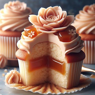 Un cupcake de caramelo y sus partes